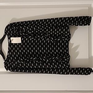 H&M Blouse Black with White Bows